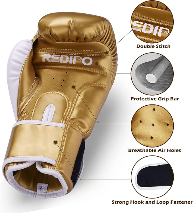Boxing Gloves for Men & Women, Premium Leather Sparring Heavy Bag Training Gloves, Pro Punching Bag Gloves for Muay Thai, Kickboxing, MMA