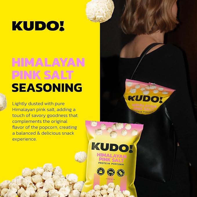 Kudo - Himalayan Pink Salt Kettle-Popped Protein Popcorn - Whole Grain, No Seed Oils, Gourmet Mushroom Kernel, Tasty Snack, Classic Flavor - 4oz