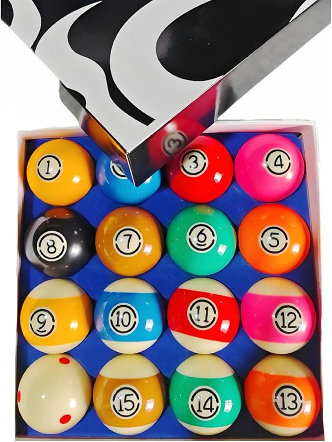 Billiard Balls Standard Set 16 Pool Table Balls 2-1/4 inch Replacement Billiard Cue Ball Set Professional Pool Table Accessories