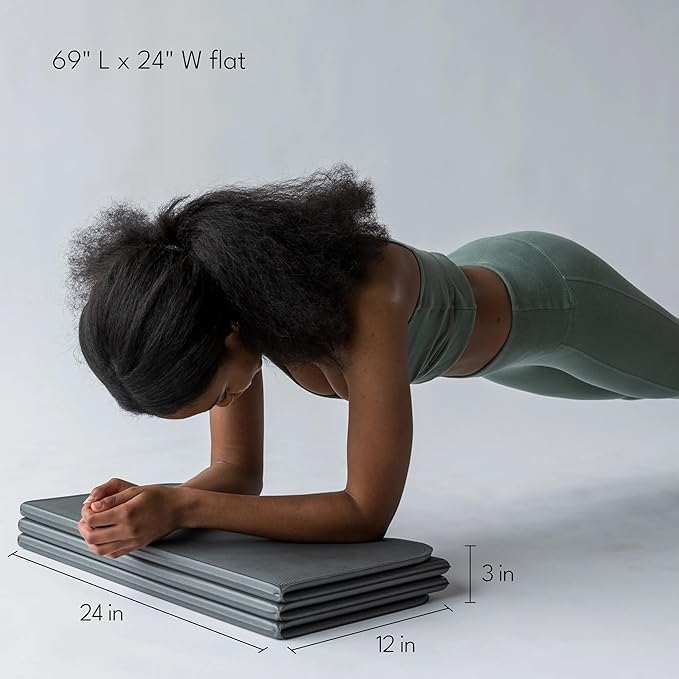 Foldable Multi-Purpose Fitness & Yoga/Pilates Mat, Workout Mat with Non-Slip Surface, Portable & Lightweight, For Studio or Home Use, As Seen on Shark Tank