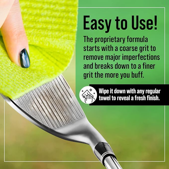 Golf Club Polish - Made In The USA Instant Golf Club Cleaner and Golf Club Scratch Remover - Cream Golf Club Polishing Kit / Golf Club Cleaning Kit - 8 oz of Metal Polish Compound - Golf Accessories