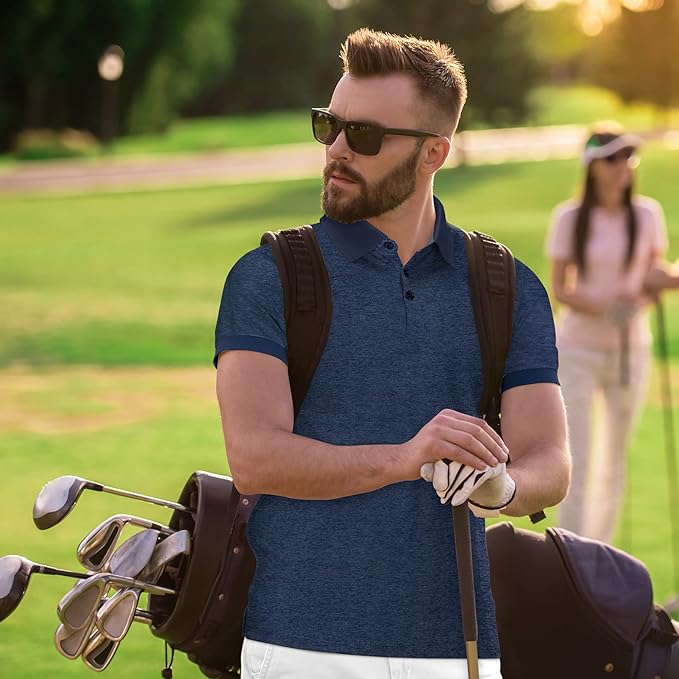 Mio Marino Golf Polo Shirts for Men - Dry Fit - Ultra-Thin Breathable Fabric