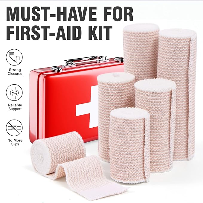 8 Pack Elastic Bandage Wrap | 3" Medical Bandage Wrap with Hook-and-Loop Fasteners on Both Ends Compression Wrap for Wounds Latex Free Stretch Bandage for Foot Arm Hand Ankle Injury