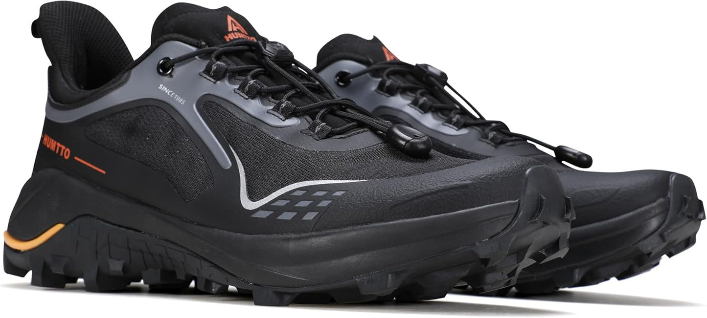 HUMTTO Men's Quick Laces Hiking Sneaker Lightweight Breathable Walking Outdoors Trail Running Shoes