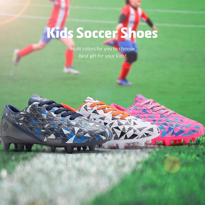 DREAM PAIRS Boys Girls Soccer Cleats Youth Firm Groud Athletic Outdoor Trainning Football Shoes for Little/Big Kid