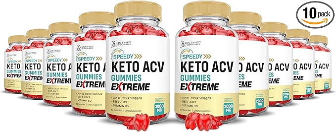 (10 Pack) Speedy Keto ACV Gummies Advanced Formula 1000MG Speedy Keto Gummies Apple Cider Vinegar Formulated with Pomegranate Beet Juice Powder B12 Vegan Non GMO 600 Gummys