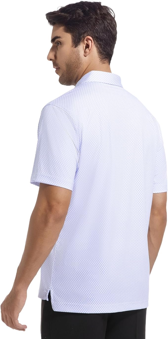 SAMERM Mens Golf Shirts Short Sleeve Dry Fit Performance Moisture Wicking Print Sport Polo Shirts for Men Casual