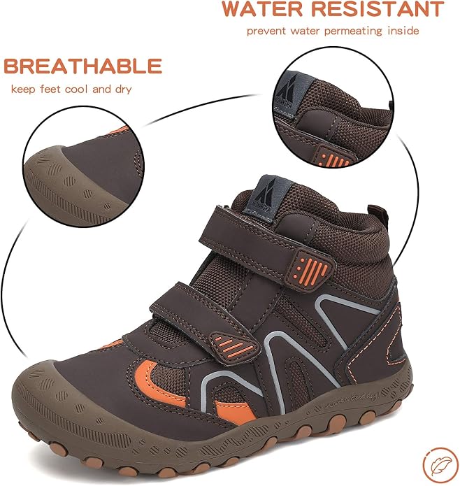 Mishansha Kids Water Resistant Hiking Boots, Boys Girls Anti Collision Anti-Skid Athletic Outdoor Adventure Trekking Shoes