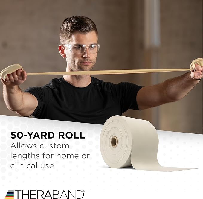 THERABAND Resistance Bands, 50 Yard Roll Professional Latex Elastic Fitness Band For Upper & Lower Body & Core Exercise, Physical Therapy, Pilates, Yoga, Stretching, Home Workouts, & Rehab