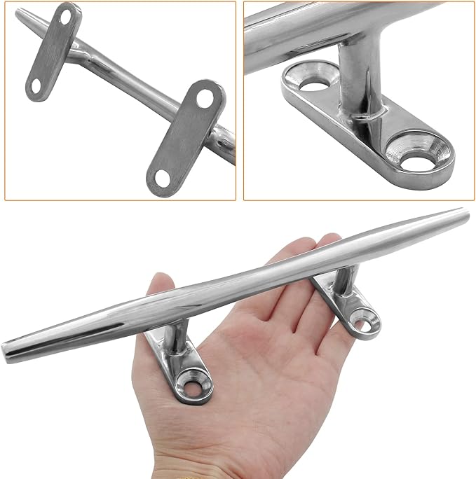 8/10/12/15 inch Dock Cleats - 316 Stainless Steel Boat Cleats Boat Dock Cleats,Open Base Dock Cleat with Fasteners,Marine Cleat Rope Cleat Boat Cleat for Boat/Deck/Nautical Decor(1,2,4,6 Pack)