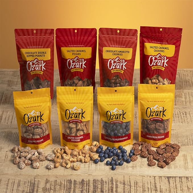 OZARK NUT ROASTERS, Sugar-Free Dark Almonds, Dark Chocolate Flavored Snacks, No Sugar Added, World-Class Gourmet Candied Nuts, Resealable Pack of 2 (14.0 oz)