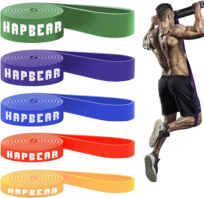 HAPBEAR Pull Up Assistance Bands Set of 5 - Resistance Bands for Working Out, Stretching, Physical Therapy, Muscle Training