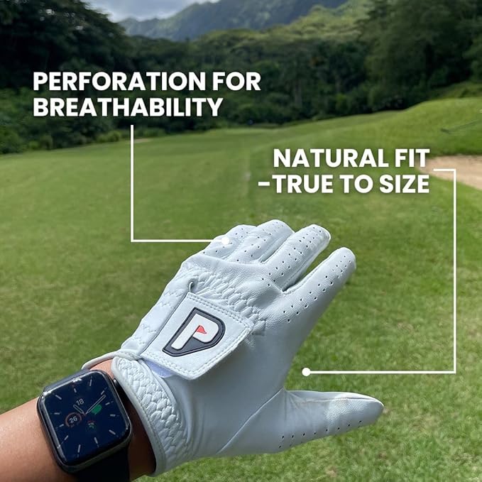 PUR3 3 Pack Golf Gloves Men Right Handed & Left Handed Golfer | Premium Cabretta Leather - Super Soft Feel - Men's Golf Glove with Ball Marker