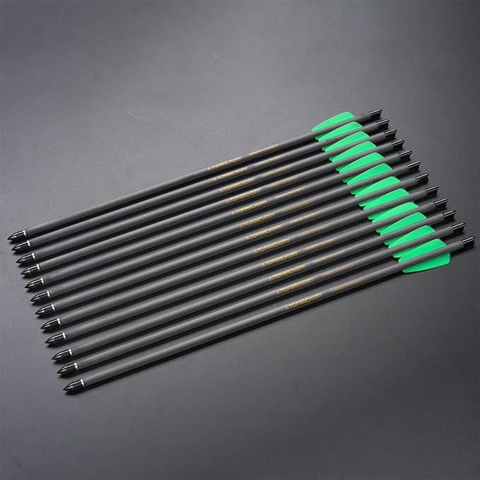Crossbow Bolts 15 Inch Archery Carbon Crossbow Arrows with Moon Nocks Hunting Archery Arrows（12pcs
