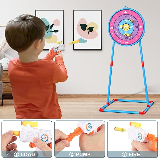 2 Pack Kids Bow and Arrow Set, Pink Light Up Archery Toy Set, 2 Foam Dart Blaster & 6 Target Cans Toys for Ages 5-7, Kids Indoor Outdoor Birthday Gifts Ideas for Boys Girls 4 5 6 7 8 9 10 Year Old