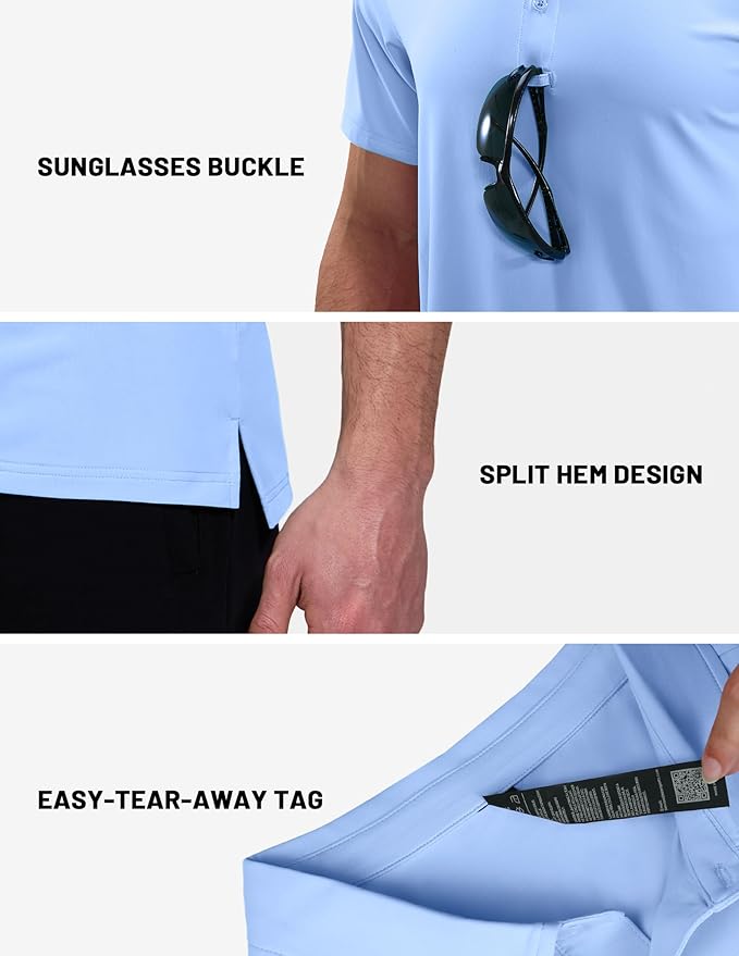 MIER Polo Shirts for Men Short Sleeve Dry Fit Performance Golf Tennis Active Collared Shirts, UPF 50+ Sun Protection