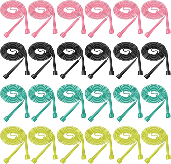 24/36 Pack Pvc Jump Rope, Adjustable Speed Jump Rope with Plastic Handles for Men Women, Skipping Rope for Exercise and Gym Fitness
