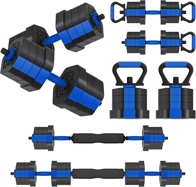 VIVITORY Dumbbell Sets Adjustable Weights, Free Weights with Connector, Non-Rolling Adjustable Dumbbell Set, Barbell for Home Gym, Hexagon, Cement Mixture