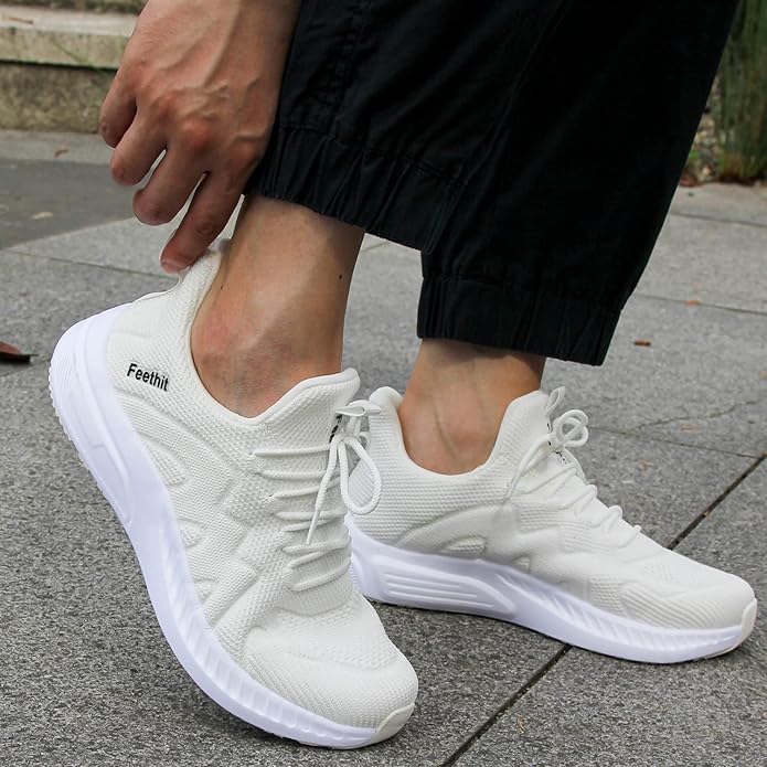 Feethit Mens Non Slip Walking Sneakers Lightweight Breathable Slip on Running Shoes Athletic Gym Tennis Shoes for Men