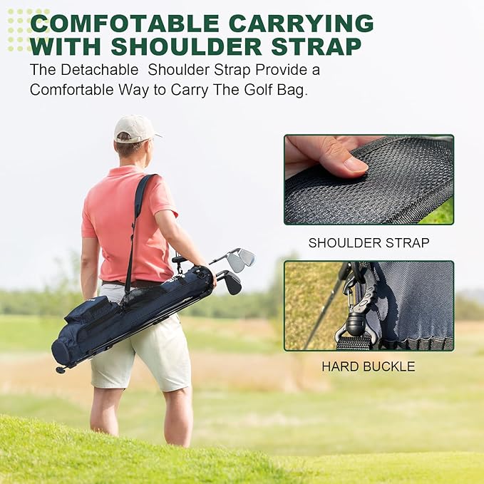MAZEL Lightweight Golf Bag for Men – Easy to Carry Golf Clubs Bag with Shoulder Strap,Pitch n Putt Golf Stand Bag for Driving Range,Par 3 and Executive Courses - Fit Up to 8 Clubs