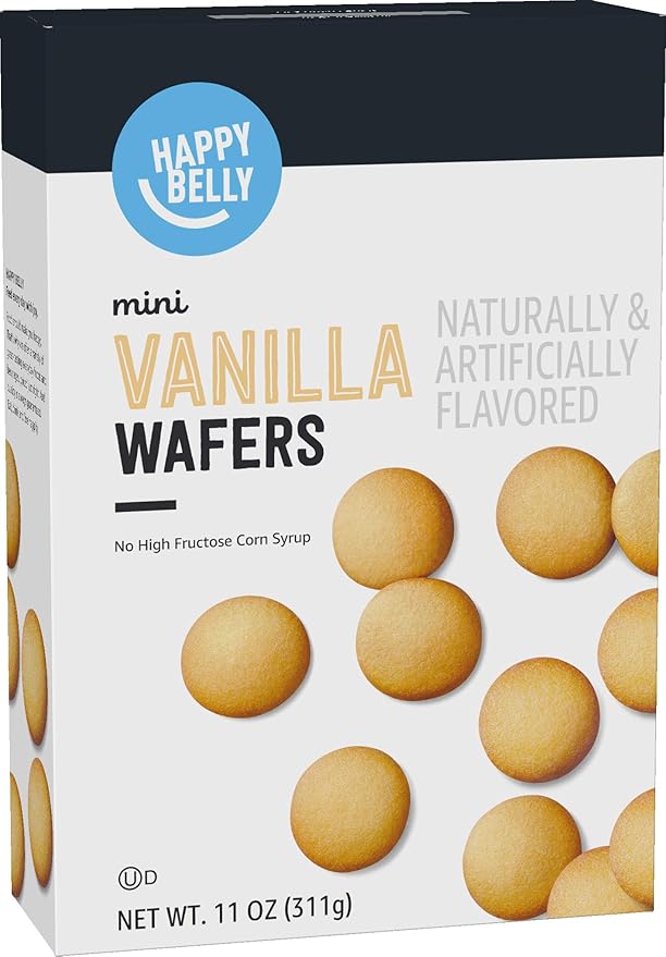 Amazon Brand - Happy Belly Mini Vanilla Wafers, 11 ounce (Pack of 2)