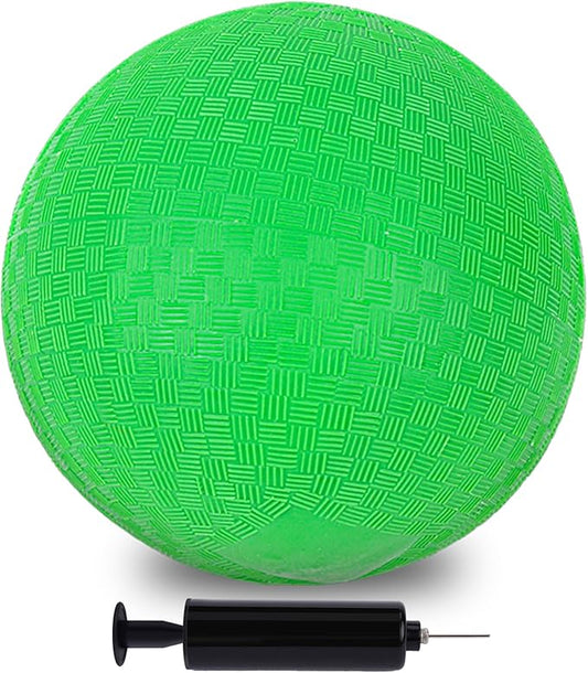 LovesTown Inflatable Playground Ball, 8.5 Inch Dodgeballs Kickballs with Air Pump, for 4 Square Ball Games, Sports Toys, Green