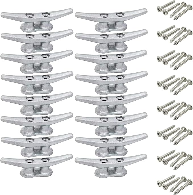 4 inch Dock Cleats 4/6/8/12/16/20/24 Pack,Boat Dock Cleats Rope Cleat Marine Cleats Iron Boat Cleats with Hardware ldeal for Deck,Nautical Decor,Cleats for Boat Dock,Boat Tie Down Cleats