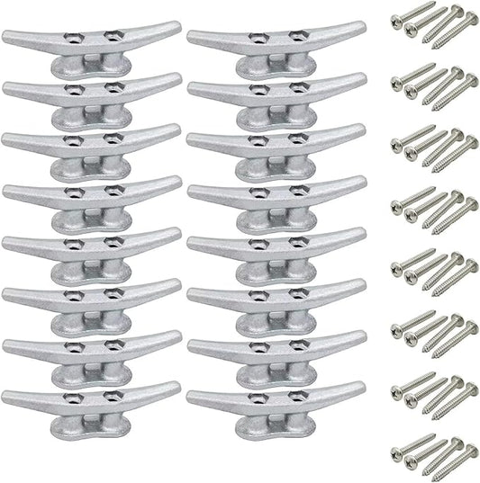 4 inch Dock Cleats 4/6/8/12/16/20/24 Pack,Boat Dock Cleats Rope Cleat Marine Cleats Iron Boat Cleats with Hardware ldeal for Deck,Nautical Decor,Cleats for Boat Dock,Boat Tie Down Cleats