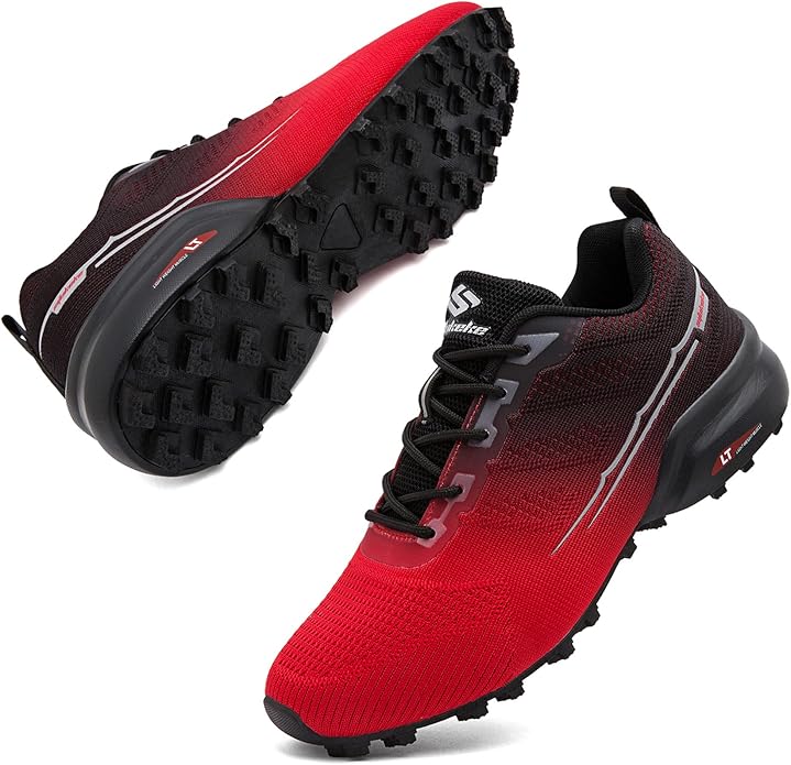 Men's Trail Running Shoes Lightweight Breathable Walking Hiking Sneakers Outdoor Athletic Tennis Cross Training Shoes