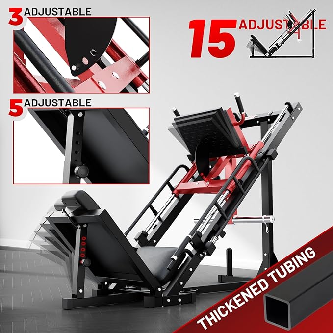 RitFit Leg Press Hack Squat Machine, Professional Adjustable Leg Press Machine for Home Gym with Linear Bearing, Specialty Hack Squat Machine for Full Lower Body Workout with Weight Storage Posts