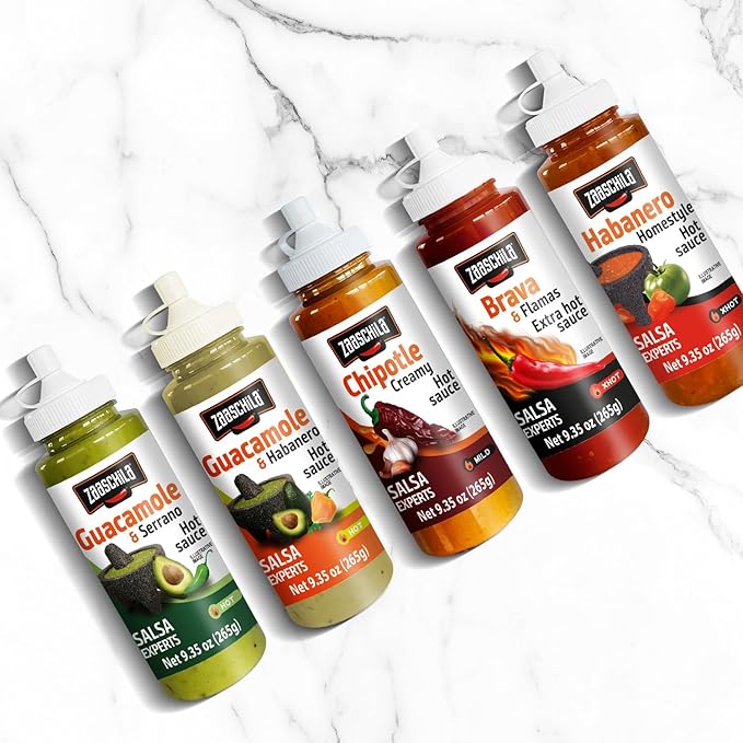 Zaaschila Mexican Sauce Guacamole-Habanero, Habanero, Brava 9.35oz (265g) 3pc pack (Packaging may vary)