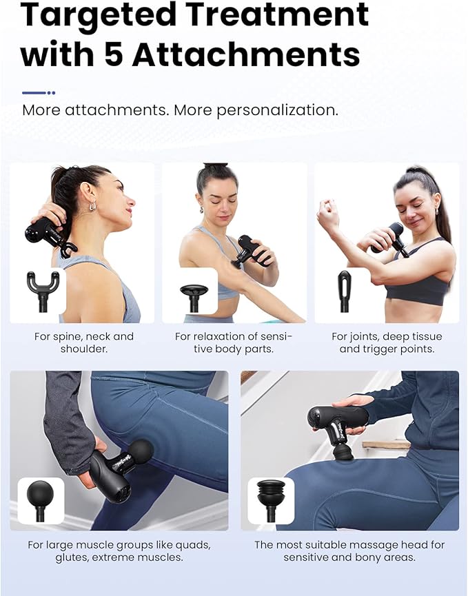 BOB AND BRAD Q2 Mini Massage Gun, Pocket-Sized Deep Tissue Massager Gun, Portable Percussion Muscle Massager Gun, Ultra Small & Quiet Muscle Massage Gun with Carry Case, Home Gym Travel, Black