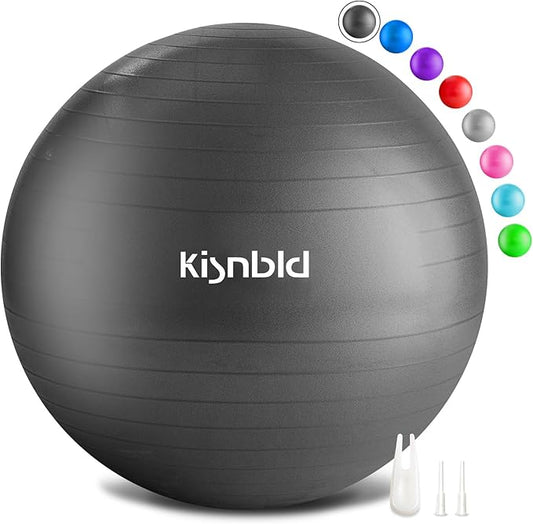 Exercise Ball, Extra Thick Yoga Ball for Workout Pregnancy Stability, 4 Sizes Anti-Burst Balance Ball with Foot Pump - Heavy Duty Fitness Ball Chair for Office, Home & Gym
