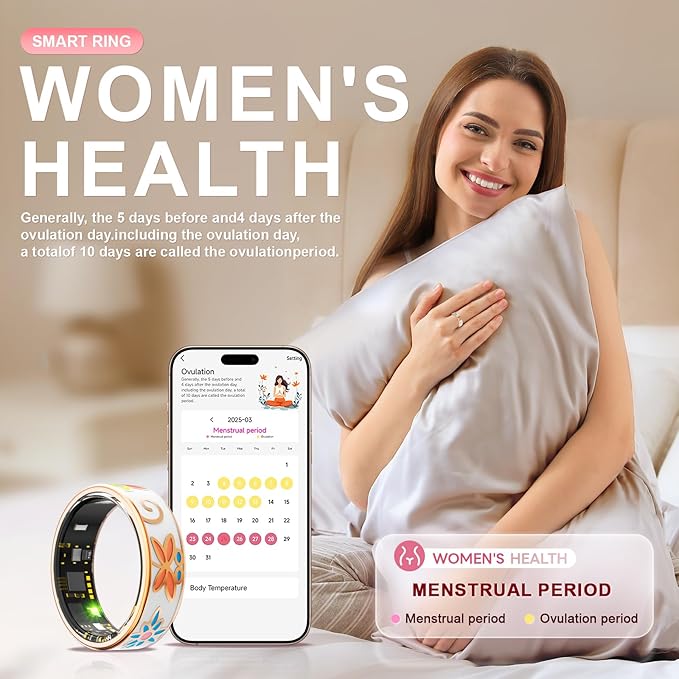 Smart Ring Health Tracker, for men and women, equipped with heart rate monitor, sleep tracker, 8 exercise modes, step counter, 5-7 days battery life, no subscription fee, IP68 waterproof R18 (8)