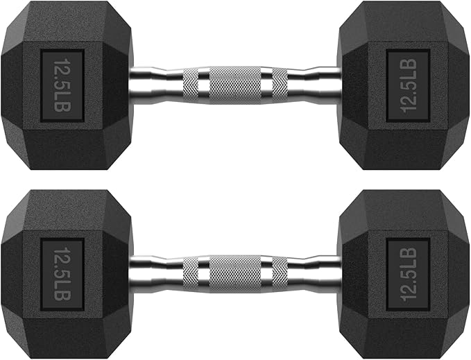 Hex Dumbbell Set 2.5-400 lb, Rubber Encased Exercise & Fitness Dumbbells, Weights Dumbbells Set of 2, Hand Weight for Strength Training
