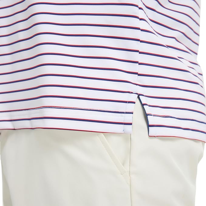 M MAELREG Golf Shirts for Men Moisture Wicking Striped Polo Performance Dry Fit Business Sports Mens Polo Shirts Short Sleeve