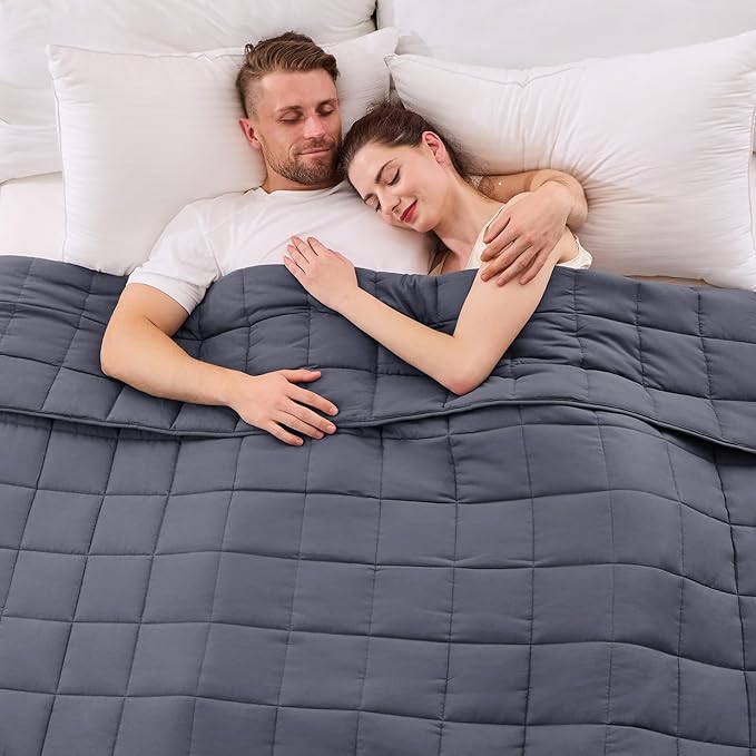 yescool King Size Weighted Blanket for Adults (20 lbs, 80” x 87”, Grey) Cooling Heavy Blanket for Sleeping Perfect for 190-210 lbs, Breathable Blanket for Adults & Couple All Season, Machine Washable