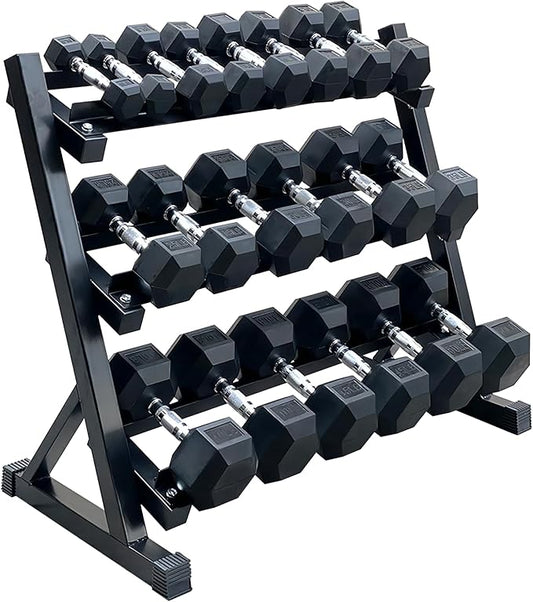 350/450/550 lbs Hex Weight Dumbbells Sets with Rack Rubber Encased Dumbbell Free Weights Set for Home Gym Weight Rack with Dumbbells Set- 450Pounds