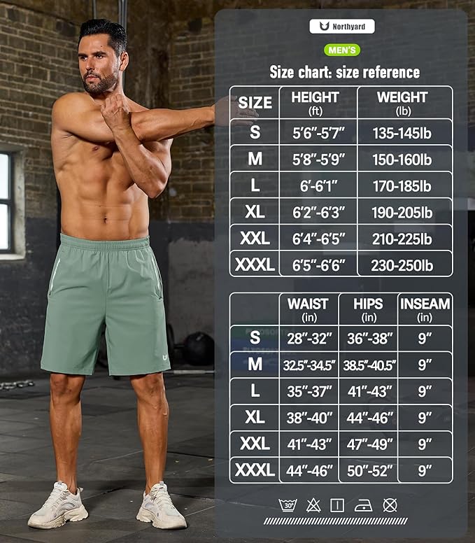 NORTHYARD Men's Running Athletic Shorts 5"/ 7"/ 9" Workout Gym Short Tennis Quick Dry Active Sport Hiking Basketball