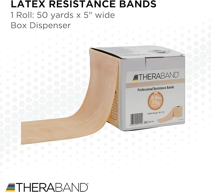 THERABAND Resistance Bands, 50 Yard Roll Professional Latex Elastic Fitness Band For Upper & Lower Body & Core Exercise, Physical Therapy, Pilates, Yoga, Stretching, Home Workouts, & Rehab