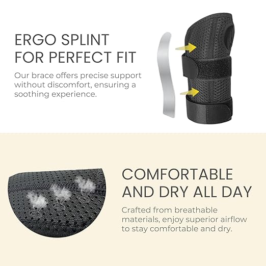 Bracoo Wrist Brace for Carpal Tunnel Day & Night, Adjustable Wrist Support Wrap with Splint, For Women Men, Fit Right Left Hand, Arthritis, Tendonitis, Sprain, Carpal Tunnel Syndrome, WB31