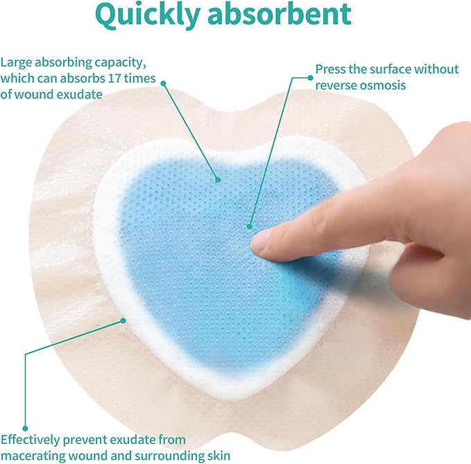 Sacrum Silicone Foam Dressing with Border - Sacral Wound Dressing Adhesive for Wound Care, Waterproof Absorbent Bandages for Sacral Ulcer, Pressure Ulcer, 7" x 7", 5 Pack