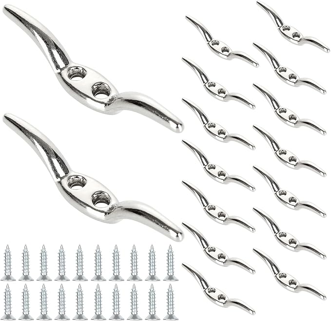 APACALI Metal Rope Cleats Boat Cleat 2 Inch 4 Inch 6 Inch Boat Flagpole Cleat Hook, Boat Deck Dock Cleats with Mounting Screws for Fixed Rope or Home Decor (Blinds Hook Curtains Sun Shade Ropes