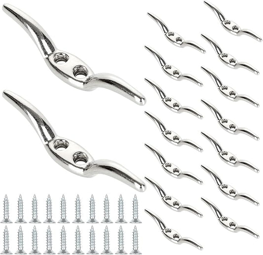 APACALI Metal Rope Cleats Boat Cleat 2 Inch 4 Inch 6 Inch Boat Flagpole Cleat Hook, Boat Deck Dock Cleats with Mounting Screws for Fixed Rope or Home Decor (Blinds Hook Curtains Sun Shade Ropes