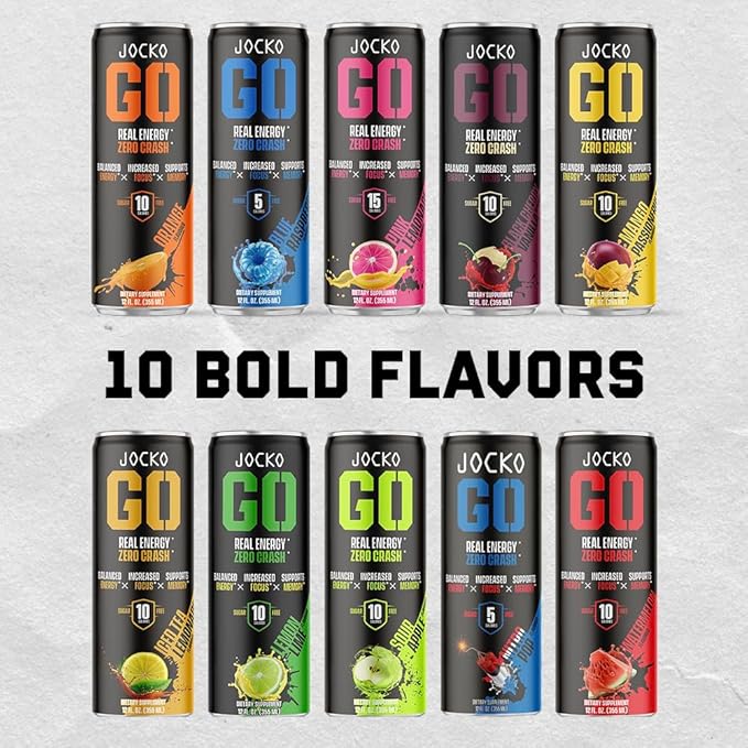 Jocko GO Energy Drink - Keto, Vitamin B12, Vitamin B6, Electrolytes, L Theanine, Magnesium- Energy Boost, Sugar Free Nootropic Monk Fruit Blend - 12 Pack (Lemon Lime)