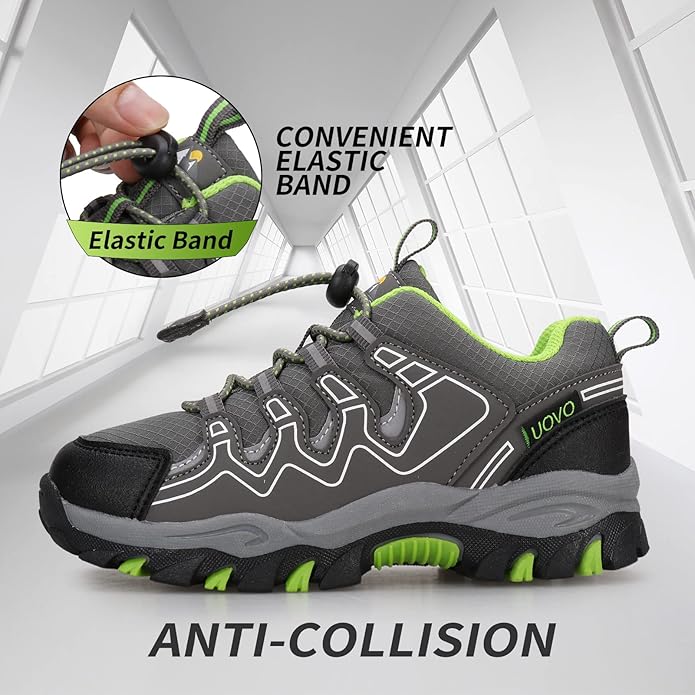 Boys Girls Hiking Trail Shoes Waterproof Slip Resistant Outdoor Trekking Walking Running Sneakers(Little/Big Kids)