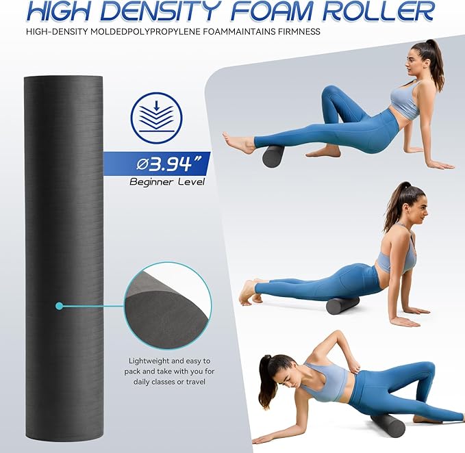 Foam Roller High Density Foam Roller Set for Deep Tissue Muscle Massage, 18" Trigger Point Fitness Exercise Massage Roller, Self-Myofascial Release for Whole Body (Orange)