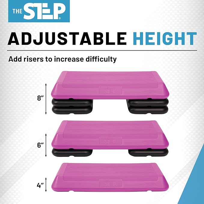 Freestyle STEP Exercise Step Platform, Circuit Size Stepper for Exercise at Home with 2 Risers