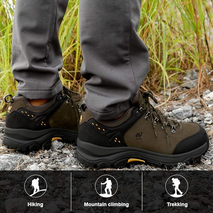 CAMEL CROWN Hiking Shoes Men Trekking Shoe Low Top Outdoor Walking Waterproof Leather Trail Sneakers