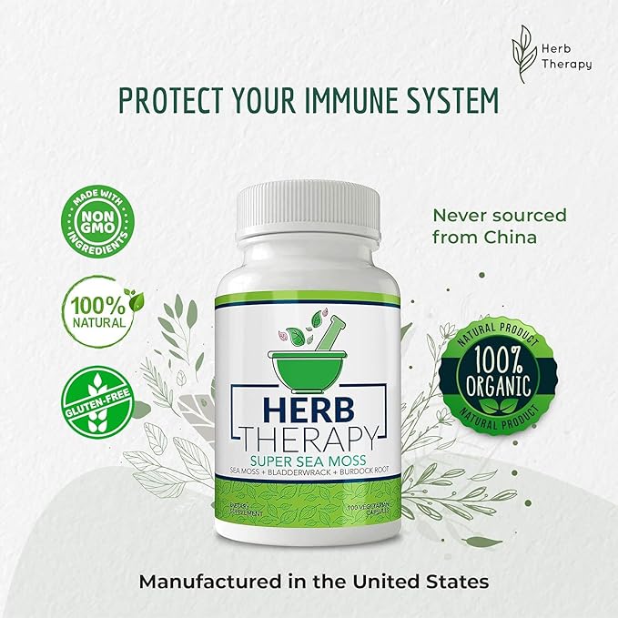 Sea Moss Capsules 100 Pack - Irish Sea Moss with Bladderwrack Powder & Burdock Root Powder - Keto & Alkaline Diet Support - No Fillers Seamoss Raw Supplement